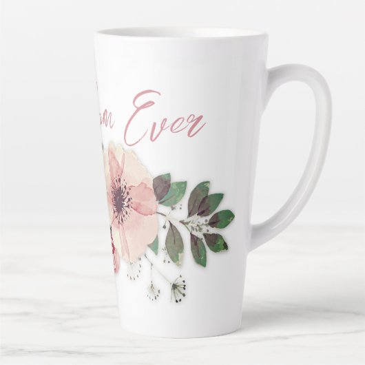Meilleure Maman Fleurs Roses Latte Mug (Droite)