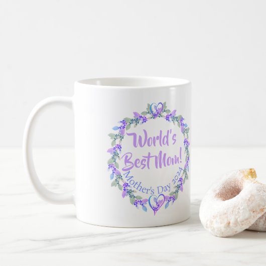 Meilleure maman florale Mug cadeau du monde (Avec donut)