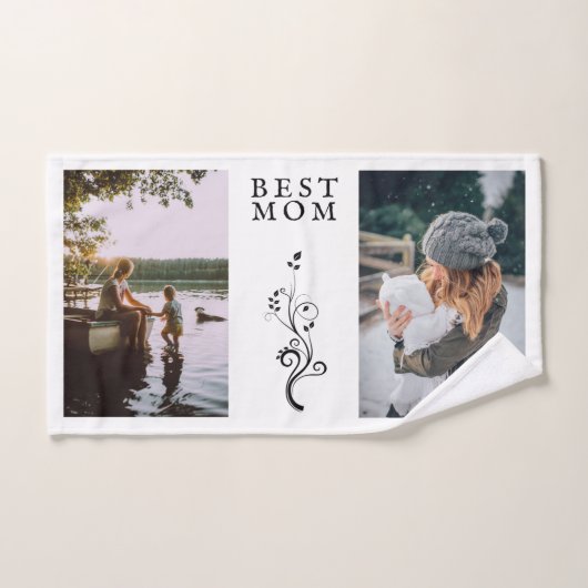 Meilleure Maman Foliage Moderne 2 Photos Personnal (Serviette à main)