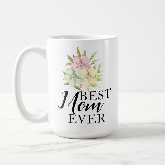 Meilleure maman jamais aquarelle Floral Café Mug (Gauche)
