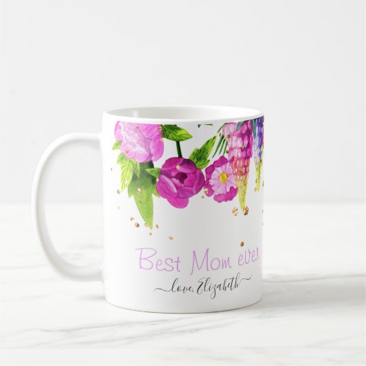 Meilleure Maman Jamais Belle Florale Mug à café à (Gauche)