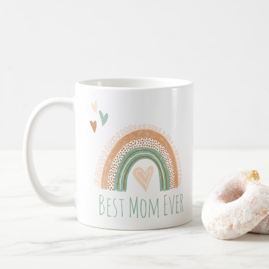 Meilleure maman jamais Boho Rainbow Coffee Mug (Avec donut)