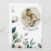 Meilleure maman jamais - Carte photo floral person (Devant / Derrière)