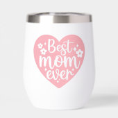 Meilleure Maman Jamais Coeur Rose Avec Fleurs (Arrière)