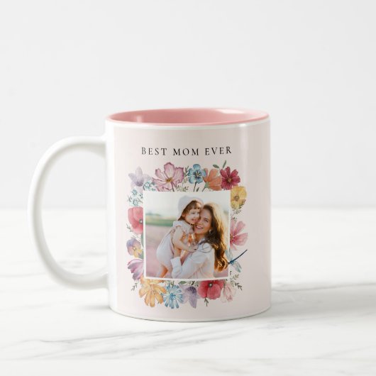 Meilleure maman jamais floral Mug (Gauche)