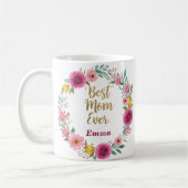 Meilleure maman jamais floral Mug - Nom personnali (Gauche)
