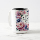 Meilleure Maman Jamais Mug Florale — Elégante Peon (Devant gauche)