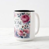 Meilleure Maman Jamais Mug Florale — Elégante Peon (Devant droit)