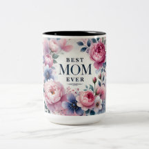 Meilleure Maman Jamais Mug Florale — Elégante Peon