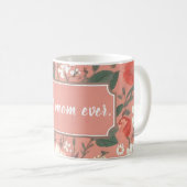 Meilleure Maman Jamais rose Floral Motif Café Mug (Devant droit)
