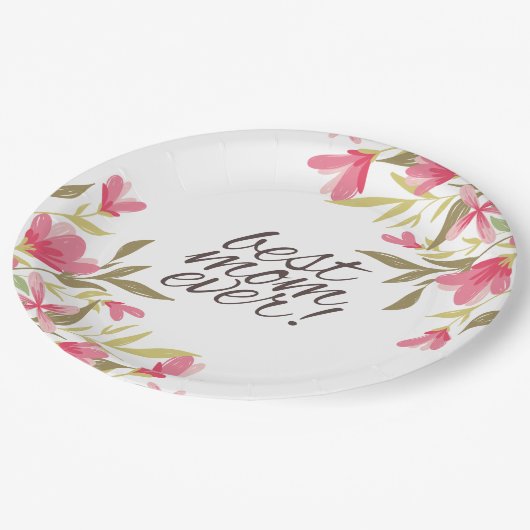 Meilleure Maman Jour des Mères | Assiette en Papie (Angle)