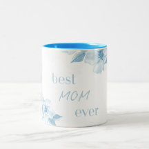 Meilleure Maman Mug Floral Bleu