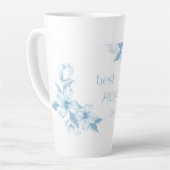 Meilleure Maman Mug Latte Floral Bleu (Angle gauche)