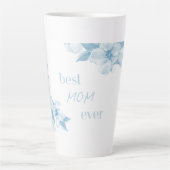 Meilleure Maman Mug Latte Floral Bleu (Devant)