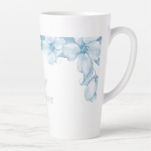 Meilleure Maman Mug Latte Floral Bleu (Droite)