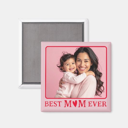 Meilleure Maman Photo Magnet Rose (Recto/Verso)