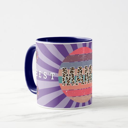 Meilleure maman Purple Floral Personnaliser Mug (Devant gauche)