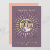 Meilleure maman rose moderne jamais carte violette (Devant / Derrière)