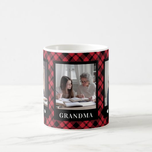 Meilleure mamie 3 Photo Diamant Buffalo Plaid Mug (Centre)
