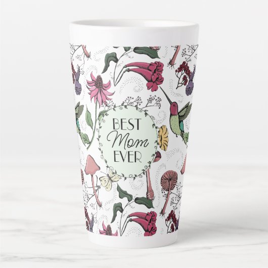 Meilleure Mère Mug Latte Fleurie Colibri (Devant)