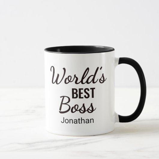 Meilleure Mug Boss Mug du monde noir personnalisé (Droite)