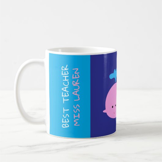 Meilleure Mug d'enseignant avec nom, mignonne boul (Gauche)