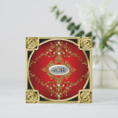 Meilleure Red Gold Anniversaire Fête Invitation (Debout devant)