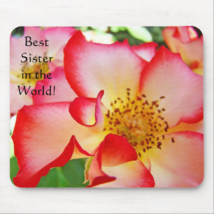 Meilleure sœur du monde ! tapis de souris Rose Fle