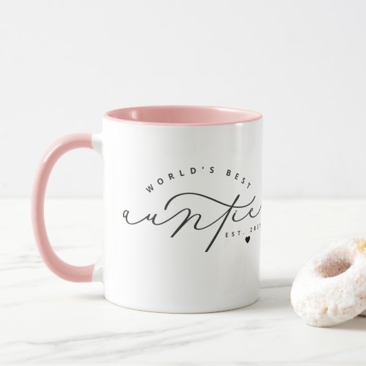 Meilleure Tante Mignonne Calligraphie Café Mug (Avec donut)