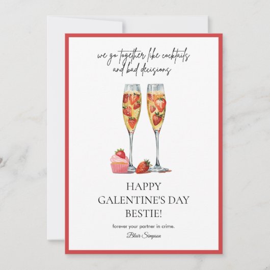 Meilleures amies Galentine's Day Cocktail Carte de (Devant)
