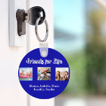 Meilleurs amis BFF nom photo royal bleu blanc<br><div class="desc">Un cadeau pour votre(vos) meilleur(s) ami(s) pour les anniversaires,  Noël ou un événement spécial. Texte blanc : Amis pour la vie,  écrit avec un script de style tendance. Personnalisez et utilisez vos propres photos et noms. Arrière - plan royal bleu.</div>