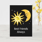 Meilleurs amis Bonne carte soleil et lune (Fleur jaune)