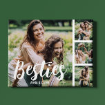 Meilleurs amis Customisés Photo Collage Plaque<br><div class="desc">Cette plaque de collage photo moderne est le cadeau parfait pour votre meilleur ami, avec 4 de vos photos préférées, le texte BESTIE dans une police de script amusante, puis personnalisez avec vos noms. Fantastique comme noël, graduation, galatines, anniversaire ou cadeau pour toute autre occasion spéciale, le style de police,...</div>