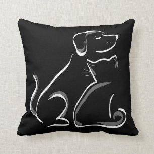 Meilleurs amis mignons élégants chat et coussin 