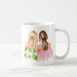 Meilleurs amis Mug Blonde et Brunette<br><div class="desc">Un cadeau spécial pour votre meilleur ami ! Mug avec deux filles Blonde et Brunette et le libellé "Friends Forever" de l'autre côté.</div>