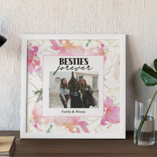 Meilleurs amis PHOTO Cadeau Pink Poster