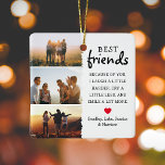 Meilleurs amis Photo Collage & Citation Noël<br><div class="desc">Les besoins sont inestimables - Si vous avez la chance d'en avoir un, faites-leur savoir ce qu'ils signifient pour vous avec ce ornement de Noël branché "Meilleurs Amis". Avec 3 photos de votre choix, qui sont facilement téléchargées depuis votre téléphone ou votre ordinateur, une citation bestie qui peut être customisée,...</div>