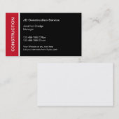 Meilleurs Cartes de visite de construction (Devant / Derrière)