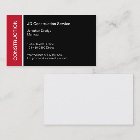 Meilleurs Cartes de visite de construction (Devant / Derrière)
