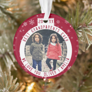Meilleurs Grands-Parents Flocon de Neige Rouge Pho