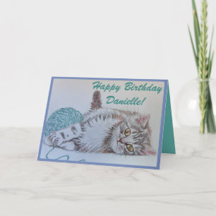 Meilleurs voeux d'Art Chat Carte d'Anniversaire Fe