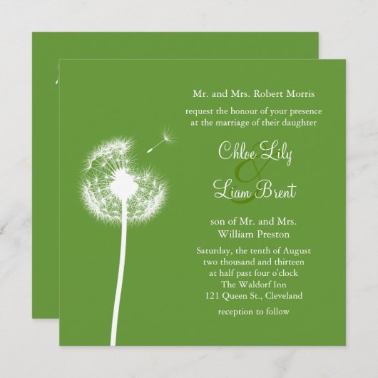 Meilleurs voeux ! Faire-part de mariage (vert) (Devant / Derrière)