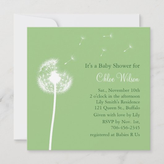 Meilleurs voeux ! Invitation Baby shower (vert) (Devant)
