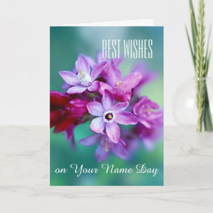Meilleurs voeux, nom carte de jour fleurs de print