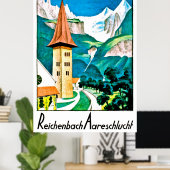 Meiringen, dorp, Zwitserland, oldtimers Poster (Thuiskantoor)