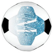 Meisblauw Glitter Sparkles Monogram Voetbal (Gedraaid)