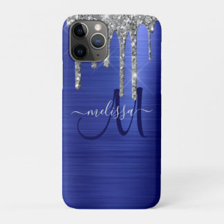 Meisblauw uitstrijken Glitter Brush Metal Monogram iPhone 11 Pro Hoesje