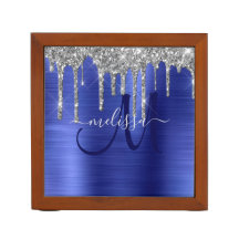 Meisblauw uitstrijken Glitter Brush Metal Monogram
