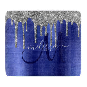 Meisblauw uitstrijken Glitter Brush Metal Monogram Snijplank