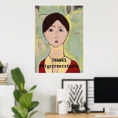 Meisgezicht na Matisse, voeg tekst toe Poster (Thuiskantoor)